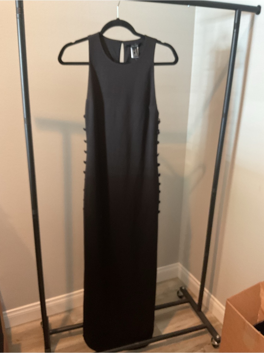 Forever 21 Black Sleeveless Maxi Dress with Side Button Detail